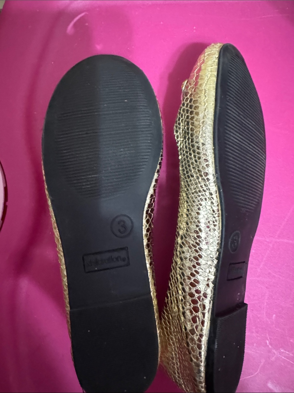 Xhilaration Gold Jeweled Snake-Texture Ballet Flats - Picture 2 of 2